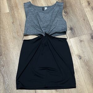 Retro Divided Gray and Black dress with Cutouts